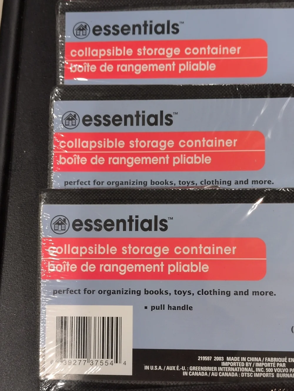 Set Of Six(6) Essentials Collapsible Storage Container Gray 8.5